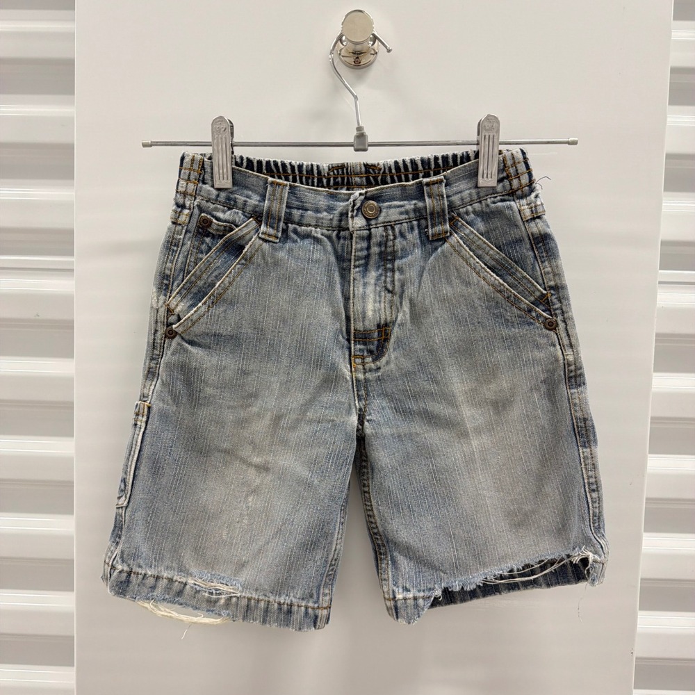 2000s Kidz Threadz Boys 4T Denim Carpenter Shorts Blue Distressed Y2K Skater